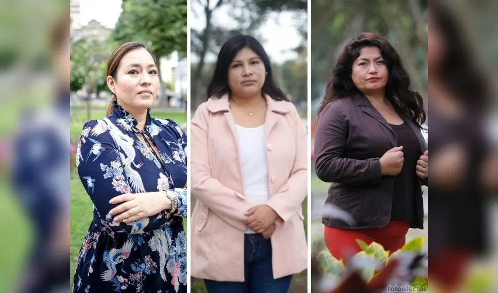 Excandidatas Liz Tutusima, Grace Baquerizo y Rocío Santos, algunas de las decenas de mujeres acosadas por ejercer sus derechos políticos en el Perú. Fotos: Félix Contreras y John Reyes.