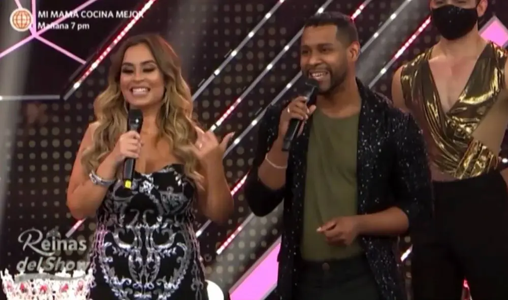 Ethel Pozo y Edson Dávila 'Giselo' saludan a Gisela Valcárcel en el estreno de Reinas del show 2. Foto: captura de América TV
