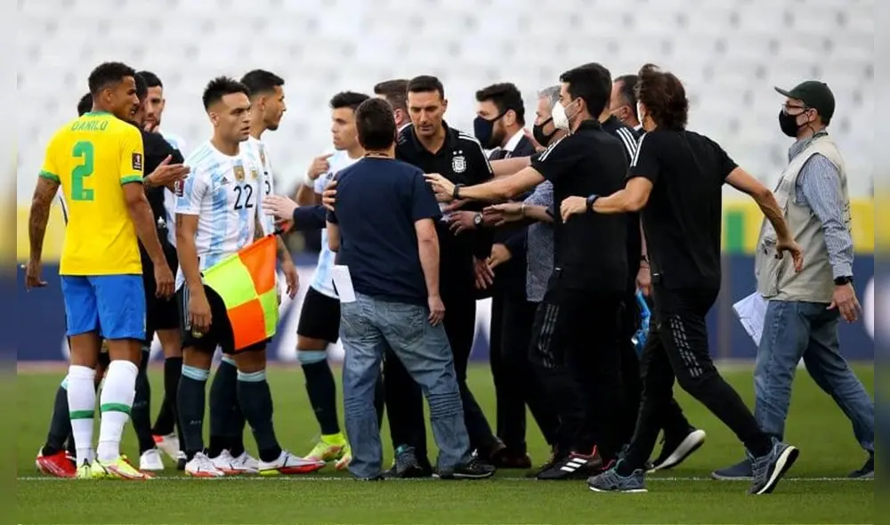 El partido entre Brasil y Argentina por las Eliminatorias Qatar 2022 se detuvo a los cinco minutos. Foto: TyC Sports