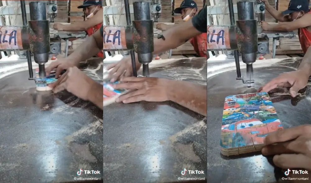 Hombre da a conocer cómo se elaboran los rompecabezas. Foto captura de Tik Tok