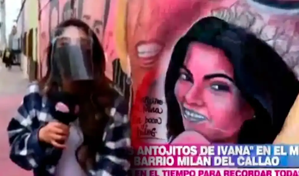 La modelo se emocionó al verse reflejada en el mural. Foto: captura/América TV La modelo se emocionó al verse reflejada en el mural. Foto: captura/América TV