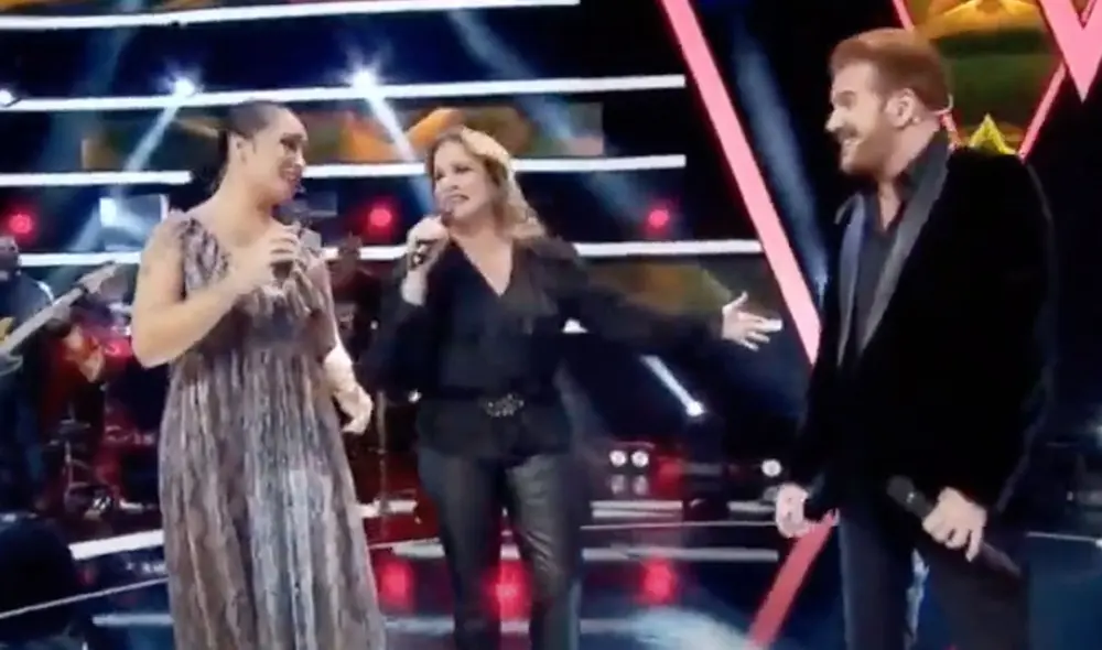 La cantante peruana compartió el escenario con el dúo Pimpinela. Foto: Captura / Latina