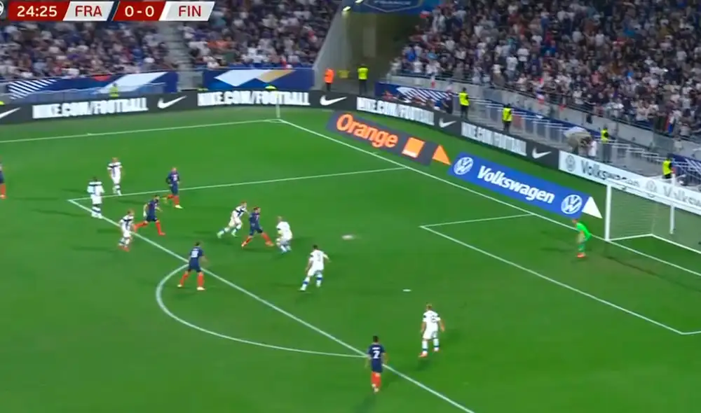 Antoine Griezmann decretó el 1-0 transitorio de Francia ante Finlandia por eliminatorias europeas. Foto: captura DirecTV Sports