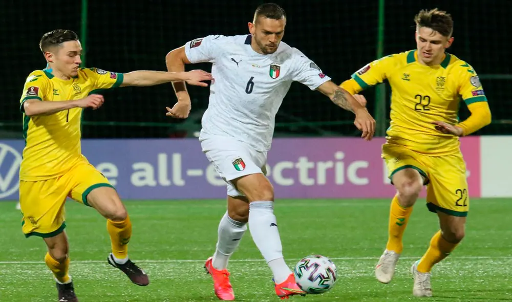Italia vs. Lituania se enfrentan este miércoles 8 de setiembre por una fecha definitoria más de las Eliminatorias Europeas Qatar 2022. Foto: AFP