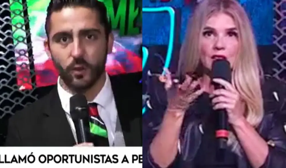 Luis 'El Potro' Caballero discute con Johanna San Miguel en el EEG vs Guerreros México. Foto: captura de América TV Luis 'El Potro' Caballero discute con Johanna San Miguel en el EEG vs Guerreros México. Foto: captura de América TV