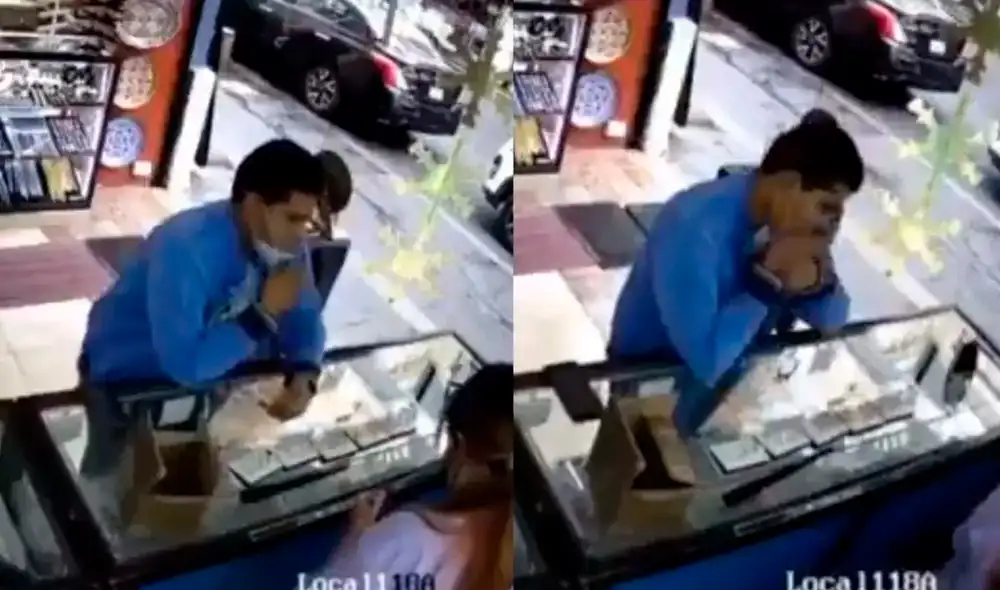 El ladrón aprovecho la distracción de la vendedora para llevarse los anillos. Foto: captura de Facebook