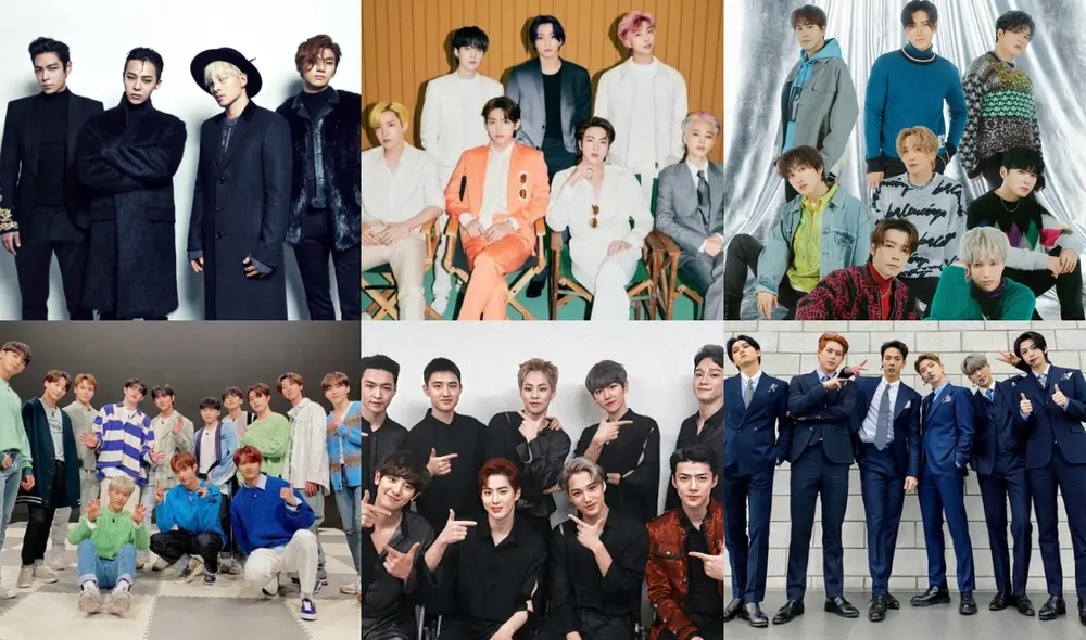 SUPER JUNIOR, EXO, MONSTA X y SEVENTEEN también forman parte del listado. Foto: composición YG/BIGHIT/SM/Naver
