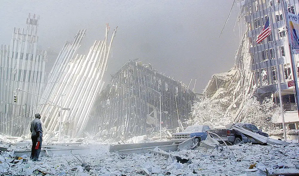 Destrozos. Desde que EE. UU. se volvió la primera potencia del mundo, no se había presenciado un atentado de tal magnitud en su propio territorio. Foto: AFP