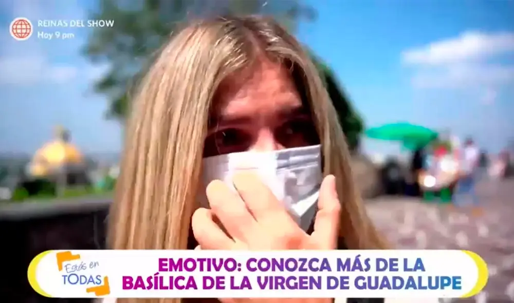 Johanna San Miguel se emocionó al visitar la basílica de la Virgen de Guadalupe. Foto: captura de América TV Johanna San Miguel se emocionó al visitar la basílica de la Virgen de Guadalupe. Foto: captura de América TV