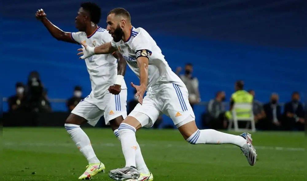 Benzema y Vinícius Jr. fueron los héroes de la jornada. El brasileño estuvo en un nivel superlativo. Foto: Twitter Real Madrid
