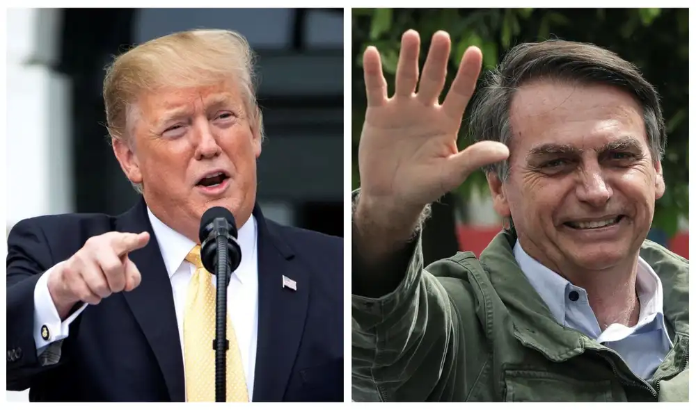 El expresidente de Estados Unidos Donald Trump destacó de Jair Bolsonaro y su hijo, Eduardo Bolsonaro, su "duro trabajo para ayudar a la gente". Foto: composición LR
