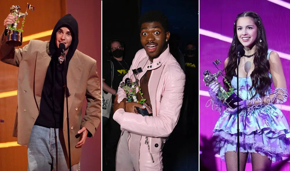 Justin Bieber, Lil Nas X y Olivia Rodrigo fueron algunos de los ganadores en los MTV Video Music Awards 2021. Fuente: captura MTV VMAs 2021 / MTV Justin Bieber, Lil Nas X y Olivia Rodrigo fueron algunos de los ganadores en los MTV Video Music Awards 2021. Fuente: captura MTV VMAs 2021 / MTV
