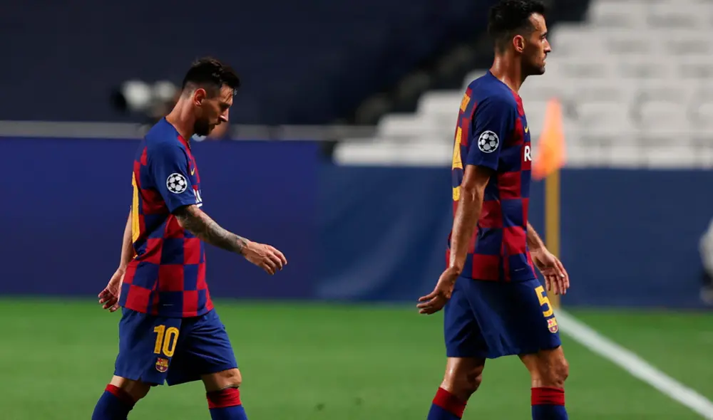 Sergio Busquets y Lionel Messi fueron titulares en la derrota 8-2 ante el Bayern Múnich. Foto: EFE Sergio Busquets y Lionel Messi fueron titulares en la derrota 8-2 ante el Bayern Múnich. Foto: EFE