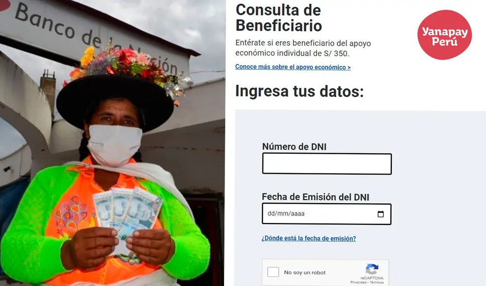 Bono 350 soles: puedes acceder al siguiente LINK para consultar si eres beneficiario. Foto: Composición LR