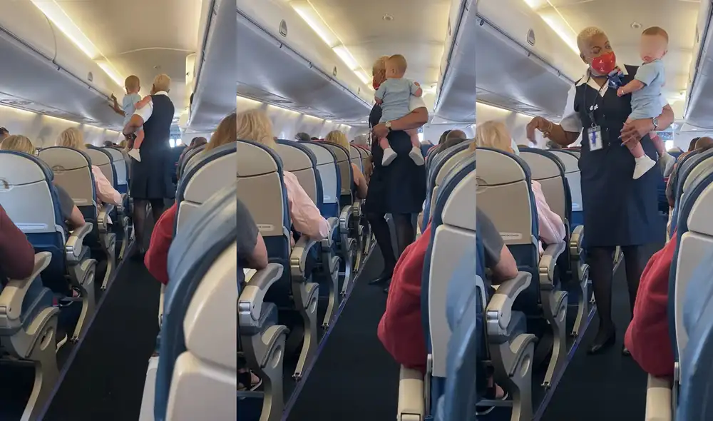 La madre del bebé destacó la voluntaria acción de la aeromoza. Foto: captura de YouTube