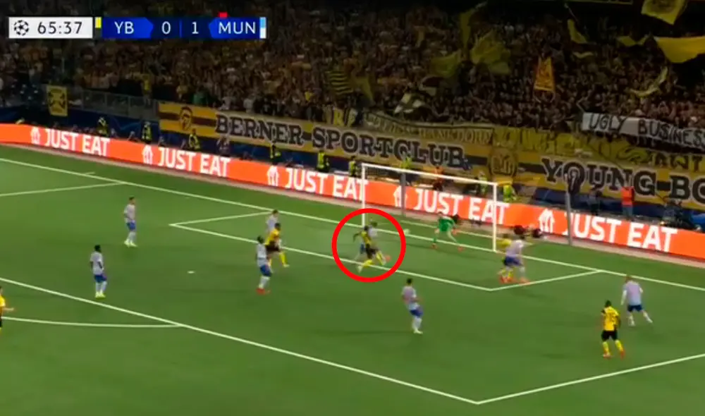 Moumi inauguró la cuenta goleadora del Yung Boys en la Champions League. Foto: captura ESPN Moumi inauguró la cuenta goleadora del Yung Boys en la Champions League. Foto: captura ESPN