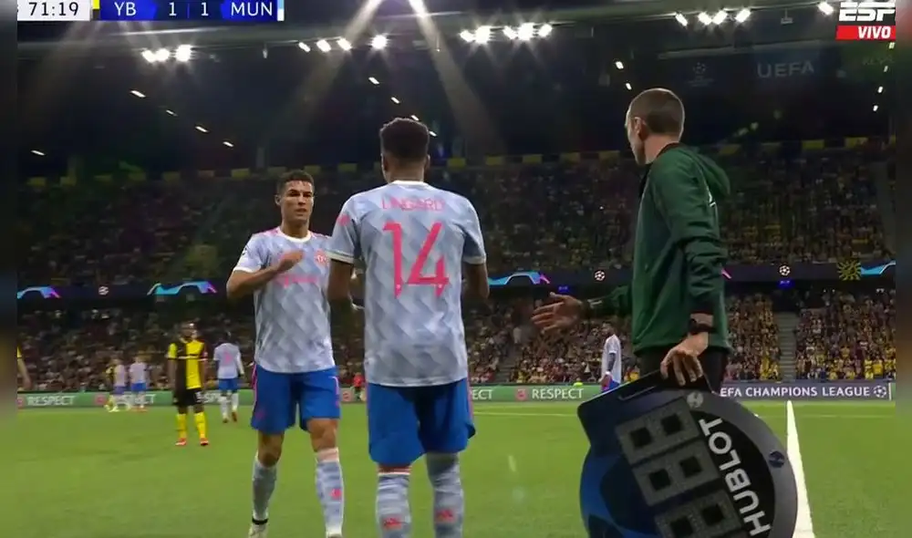 Cristiano Ronaldo anotó el único tanto del Manchester United en la derrota 2-1 ante el Young Boys por la Champions. Foto: captura ESPN Cristiano Ronaldo anotó el único tanto del Manchester United en la derrota 2-1 ante el Young Boys por la Champions. Foto: captura ESPN