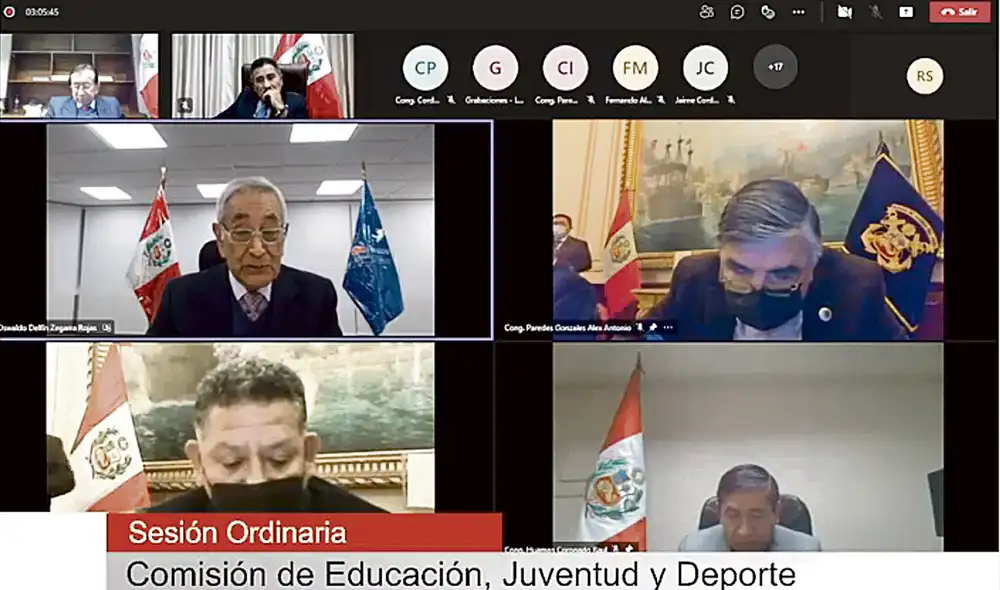 Otra vez. Oswaldo Zegarra (izquierda, arriba) escuchó los argumentos de los congresistas. Defendió autonomía de la Sunedu. Foto: captura Congreso TV Otra vez. Oswaldo Zegarra (izquierda, arriba) escuchó los argumentos de los congresistas. Defendió autonomía de la Sunedu. Foto: captura Congreso TV