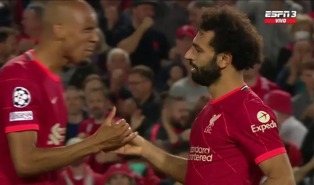 Mohamed Salah anotó el empate 2-2 para el Liverpool. Foto: ESPN.