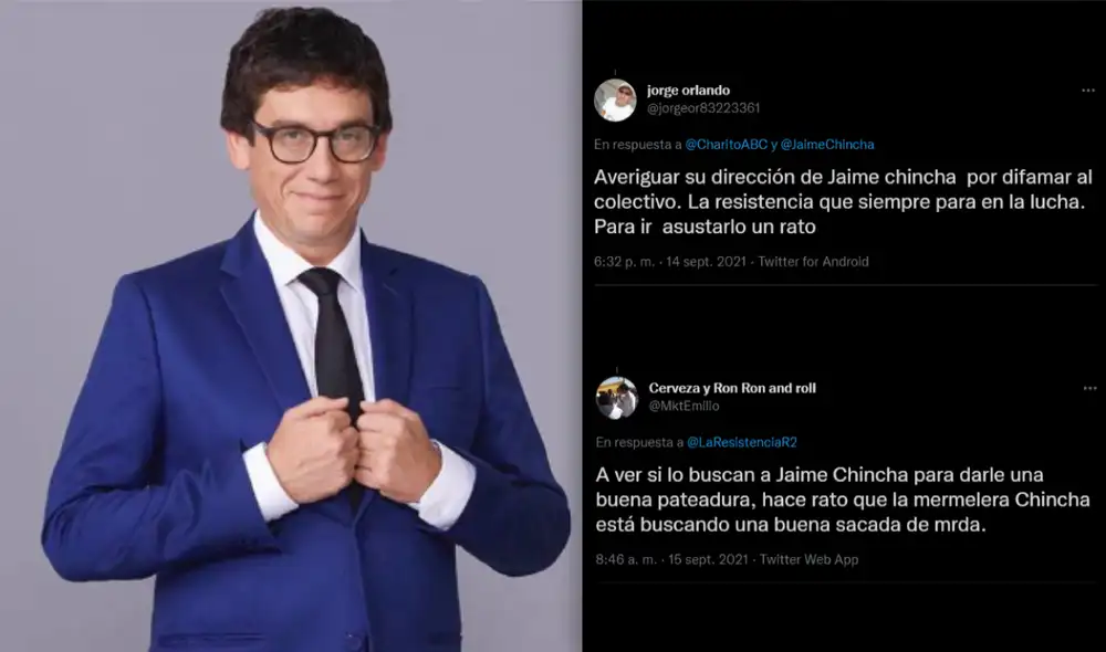 El colectivo de ultraderecha La Resistencia instó a sus simpatizantes a atacar a Jaime Chincha. Foto: composición La República El colectivo de ultraderecha La Resistencia instó a sus simpatizantes a atacar a Jaime Chincha. Foto: composición La República
