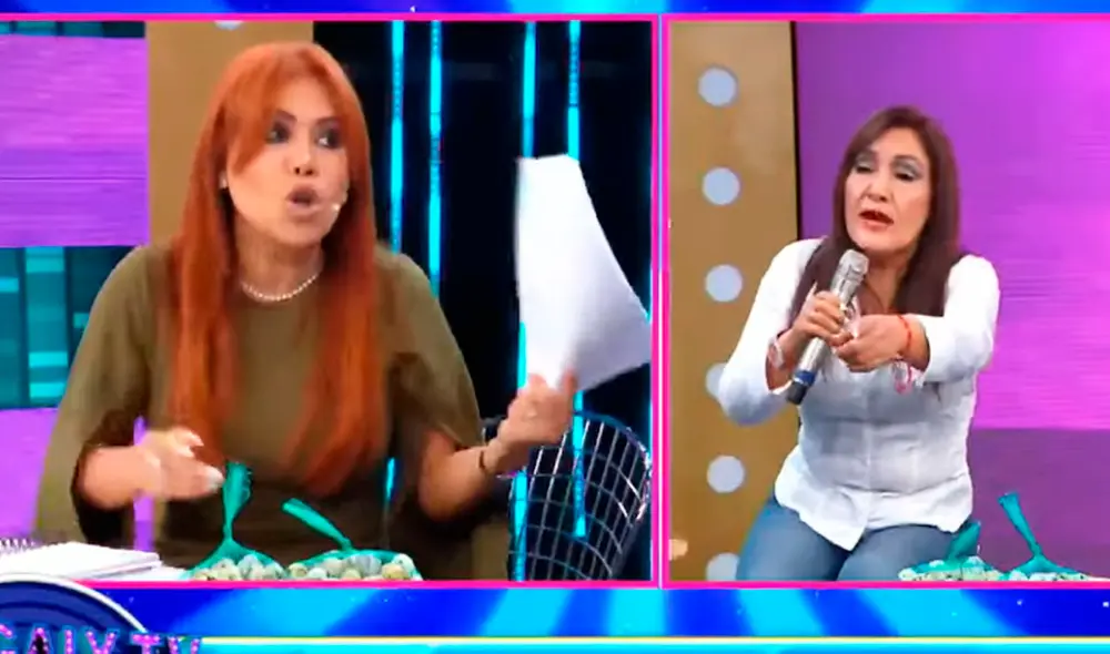 Magaly Medina se mostró molesta al escuchar las declaraciones de Flor de Huaraz. Foto: captura ATV