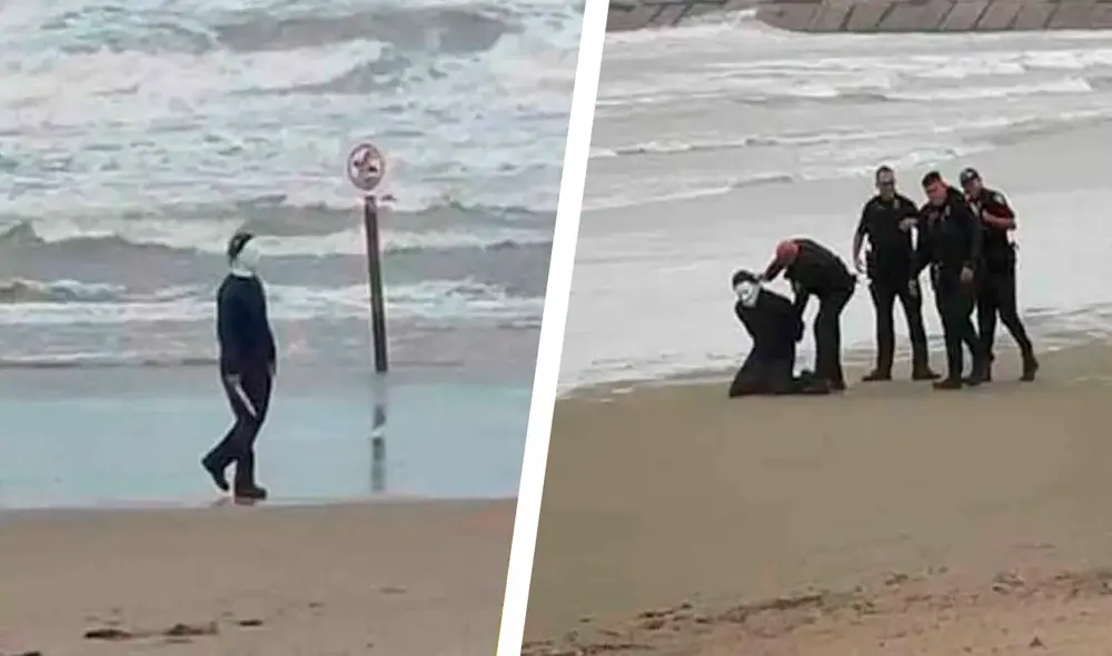 Los vecinos llamaron a las autoridades al ver al hombre con un cuchillo. Foto: captura de YouTube Los vecinos llamaron a las autoridades al ver al hombre con un cuchillo. Foto: captura de YouTube