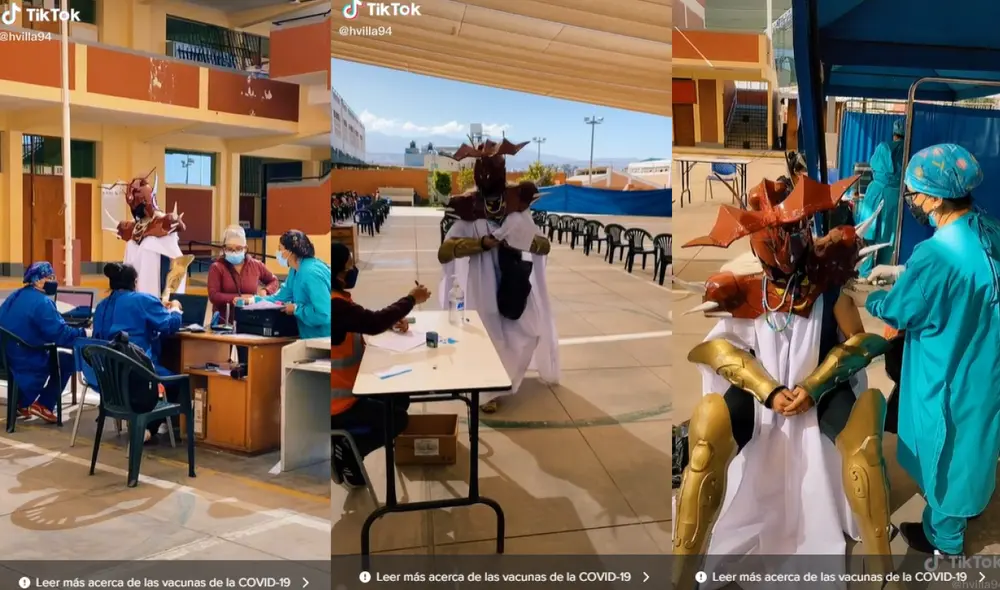 El creativo disfraz del personaje Arles de Los caballeros del zodiaco se volvió viral en redes sociales. Foto: captura de TikTok