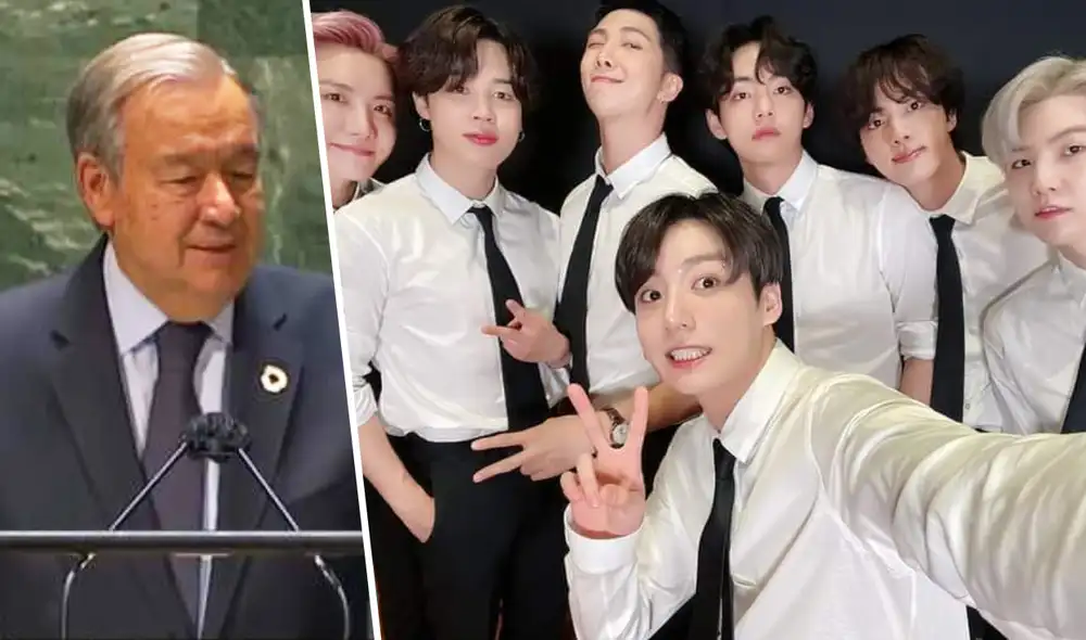 Artistas coreanos llegaron a la ONU en representación de las juventudes. Foto: composición/ONU/BIGHIT