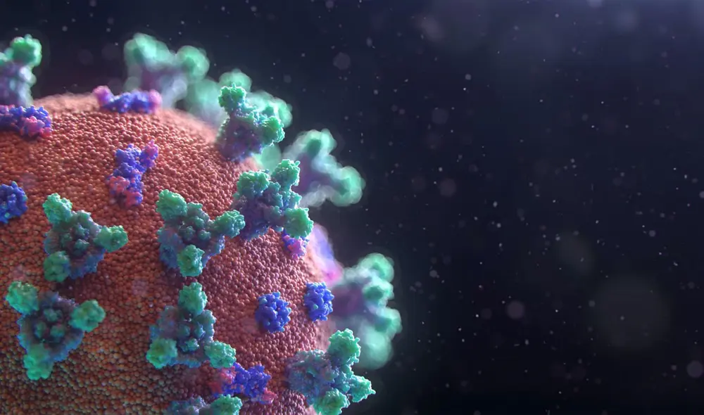 Representación de una partícula de SARS-CoV-2 flotando en el ambiente. Imagen: Fusion Medical Animation