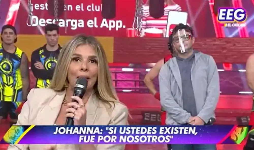 Johanna San Miguel les recordó a los conductores de Guerreros Puerto rico que el formato de EEG es original de Perú. Foto: captura de América TV