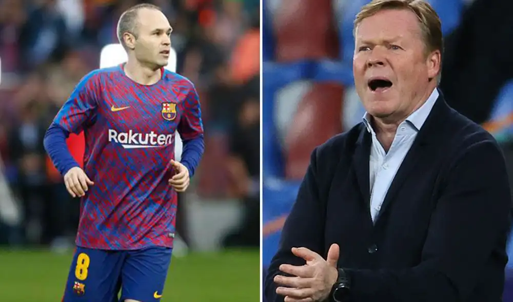 Iniesta expresó su deseo por la mejora del equipo al mando de Koeman. Foto: composición/AFP Iniesta expresó su deseo por la mejora del equipo al mando de Koeman. Foto: composición/AFP