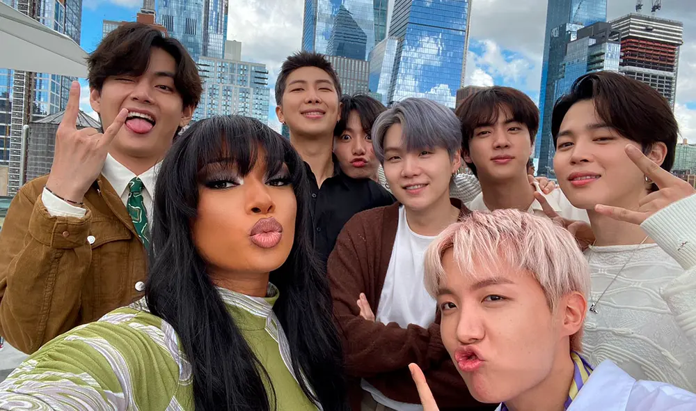BTS y Megan: tras el encuentro, fans piden video de baile con la rapera. Foto: Twitter