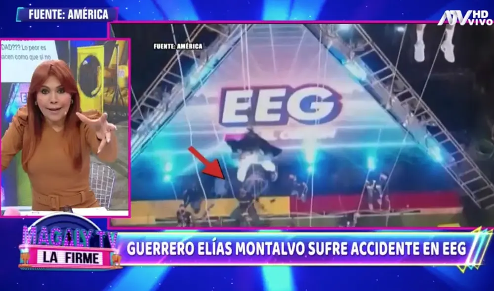 La figura de ATV, Magaly Medina, se mostró indignada por la actitud de Gian Piero Díaz y Johanna San Miguel tras la caída de Elías Montalvo. Foto: Captura / ATV