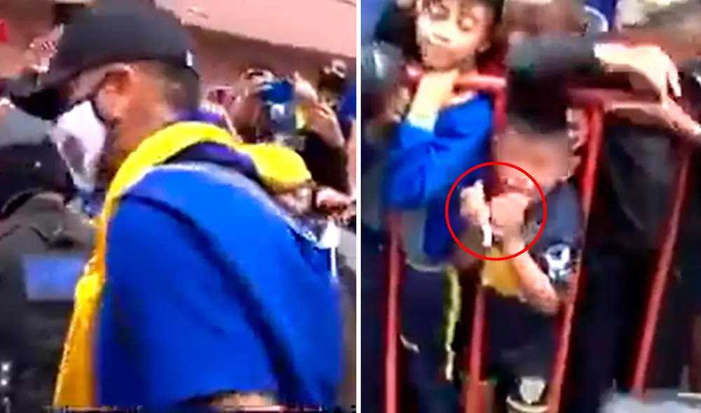 Marcos Rojo sorprendió a un pequeño hincha de Boca Juniors previo al duelo ante Patronato por la liga argentina. Foto: captura TyC Sports