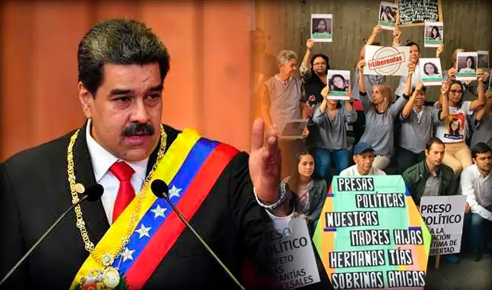 La ONG Acción por la Libertad protestando para exigir la liberación de presos políticos en Venezuela. Foto: composición/AFP-Acción por la Libertad La ONG Acción por la Libertad protestando para exigir la liberación de presos políticos en Venezuela. Foto: composición/AFP-Acción por la Libertad