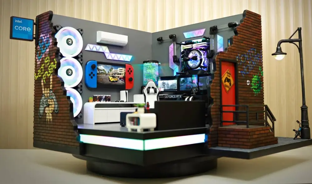 Esta 'habitación gamer' en miniatura es en realidad una PC completamente funcional. Mírala en acción. Foto: Suchao Modding & Design/Intel