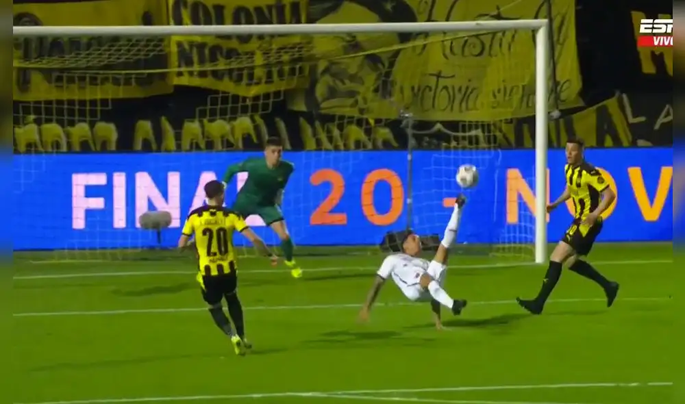 David Terans puso el 1-0 parcial ante Peñarol por la Copa Sudamericana. Foto: captura ESPN