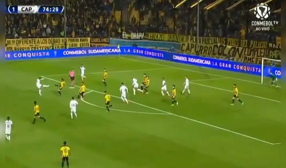 Pedro Rocha marcó el 2-1 para Paranaense en Montevideo. Foto: captura Conmebol TV Pedro Rocha marcó el 2-1 para Paranaense en Montevideo. Foto: captura Conmebol TV