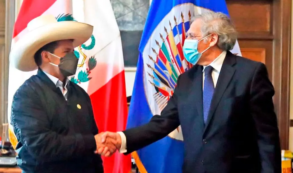 Pedro Castillo y Luis Almagro. Foto: Twitter