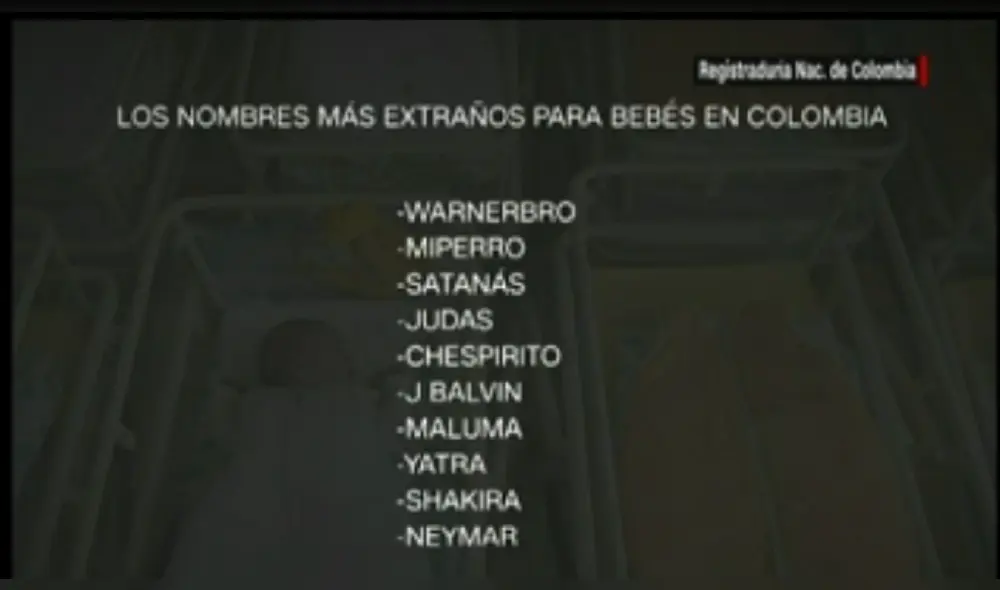 La Registraduría señala que en el último año se registraron 619.504 niños y niñas con este tipo de nombres. Foto: captura Video CNN La Registraduría señala que en el último año se registraron 619.504 niños y niñas con este tipo de nombres. Foto: captura Video CNN