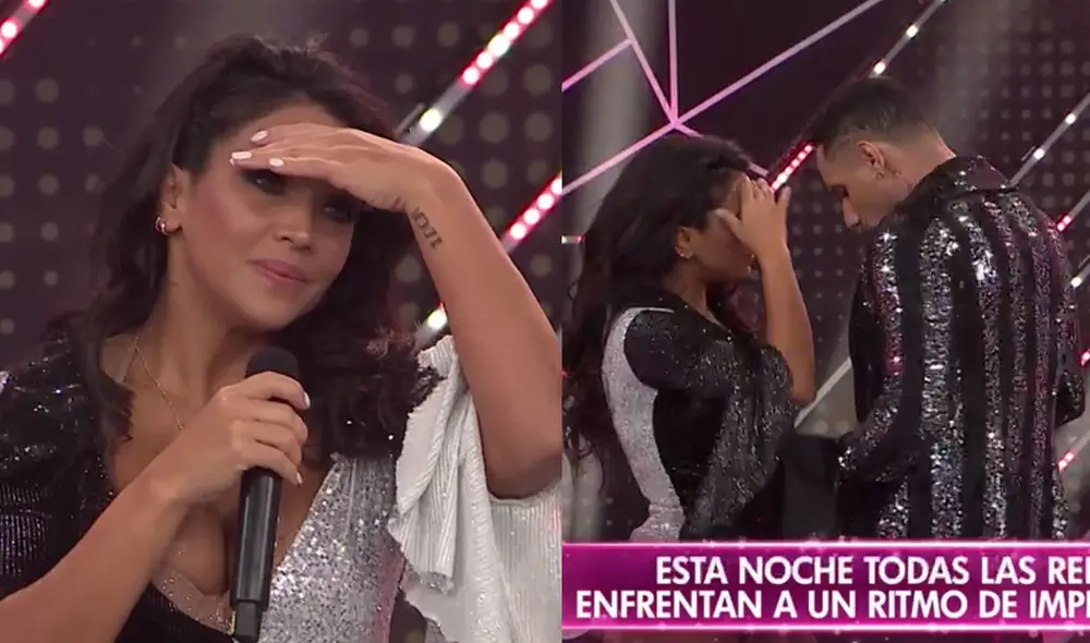 La participante de Reinas del show Vania Bludau olvidó su segunda coreografía. Foto: captura / América TV