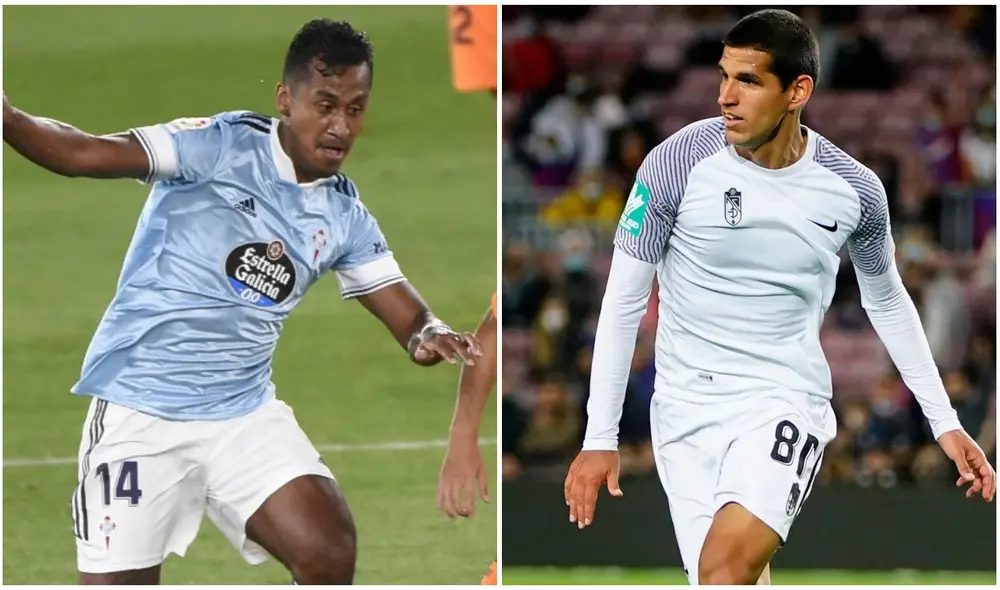 Renato Tapia y Luis Abram podrían enfrentarse por primera en LaLiga en este Celta de Vigo vs. Cádiz. Foto: AFP/Granada CF