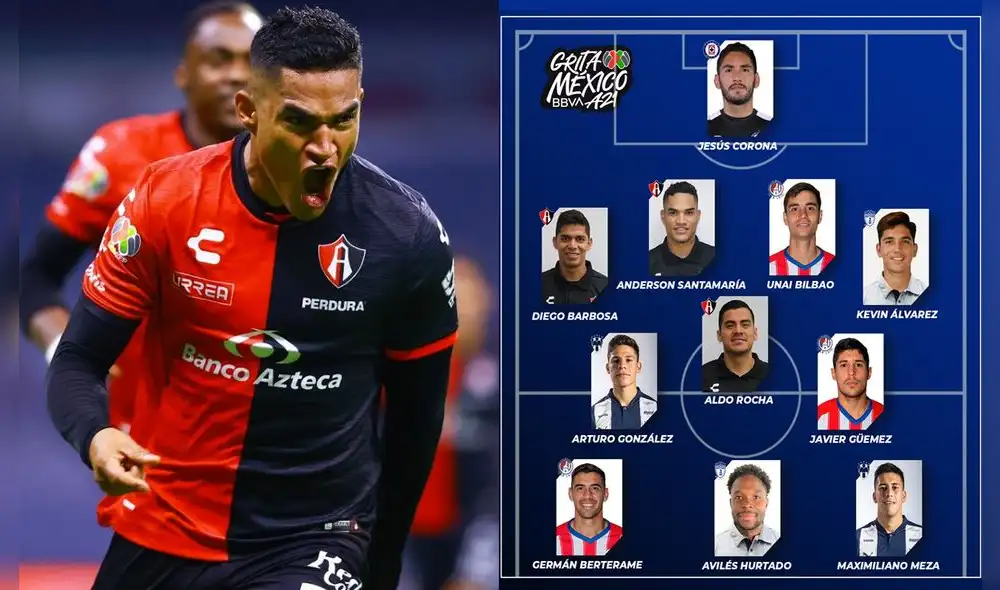 Anderson Santamaría marcó el primero para el Atlas a los 8 minutos ante León por la fecha 10 de la Liga MX. Fotos: AFP / Twitter Liga MX