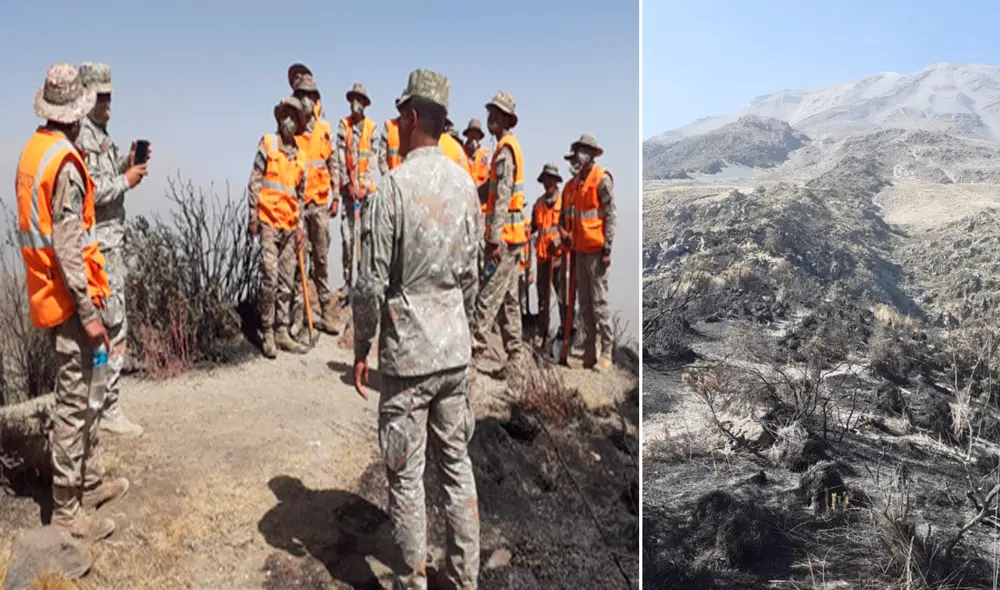 Personal del Ejército se sumó a labores de sofocamiento. Foto: Sernanp Personal del Ejército se sumó a labores de sofocamiento. Foto: Sernanp