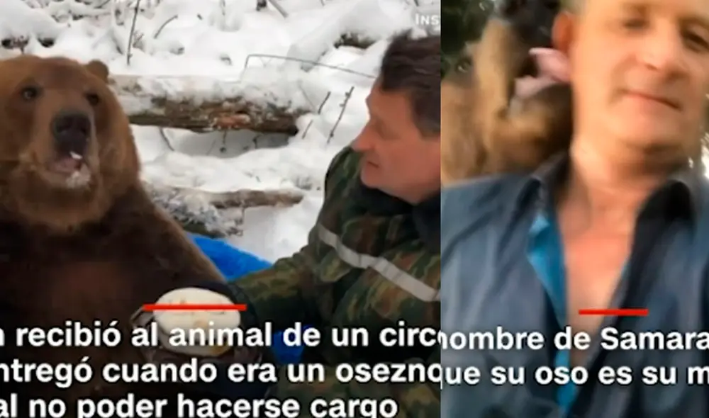 Un hombre en Rusia afirma que un oso de 250 kg es su mejor amigo. Foto: captura video/CNN Un hombre en Rusia afirma que un oso de 250 kg es su mejor amigo. Foto: captura video/CNN
