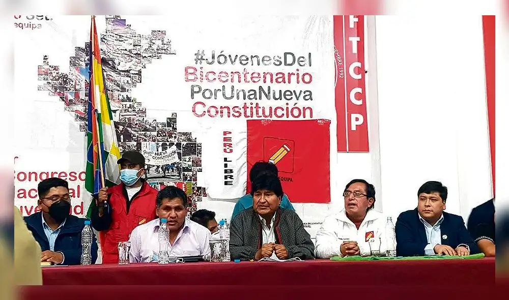 Evento. Evo Morales participó en congreso de Perú Libre en Arequipa.