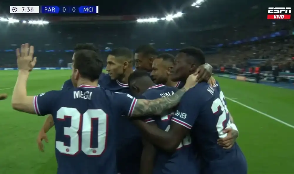 PSG vs. Manchester City: Gueye abrió el marcador a los 8 minutos del primer tiempo. Foto: ESPN PSG vs. Manchester City: Gueye abrió el marcador a los 8 minutos del primer tiempo. Foto: ESPN