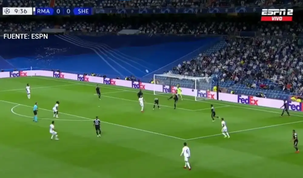 Real Madrid vs. Sheriff: Gustavo Dulanto frustra ataque del Madrid. Foto: ESPN 2