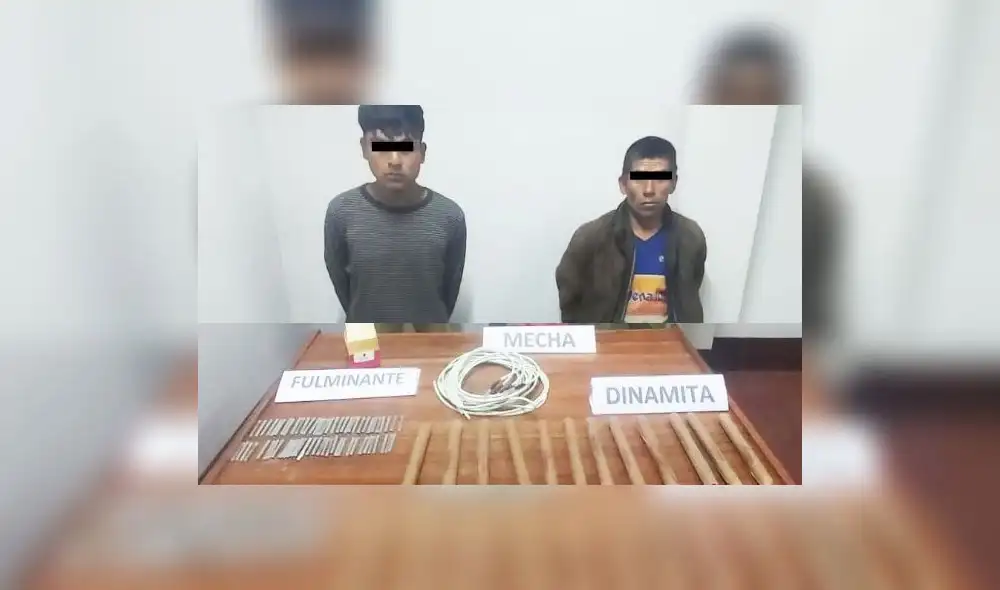 Sujetos serán investigados por tenencia de materiales peligrosos. Foto: PNP Sujetos serán investigados por tenencia de materiales peligrosos. Foto: PNP