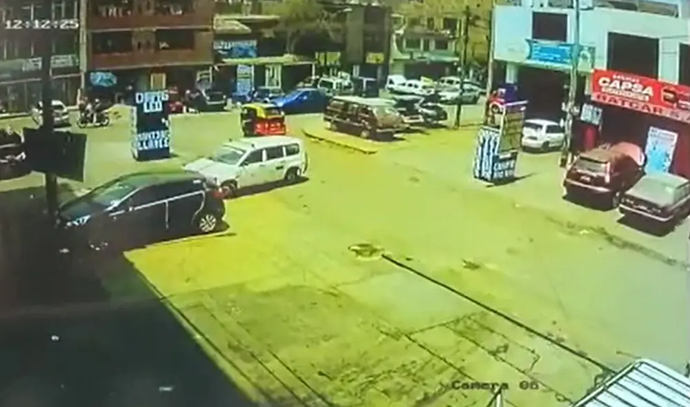 Cámaras de seguridad registraron el homicidio ocurrido en los exteriores de mecánica. Foto: captura de TV Perú